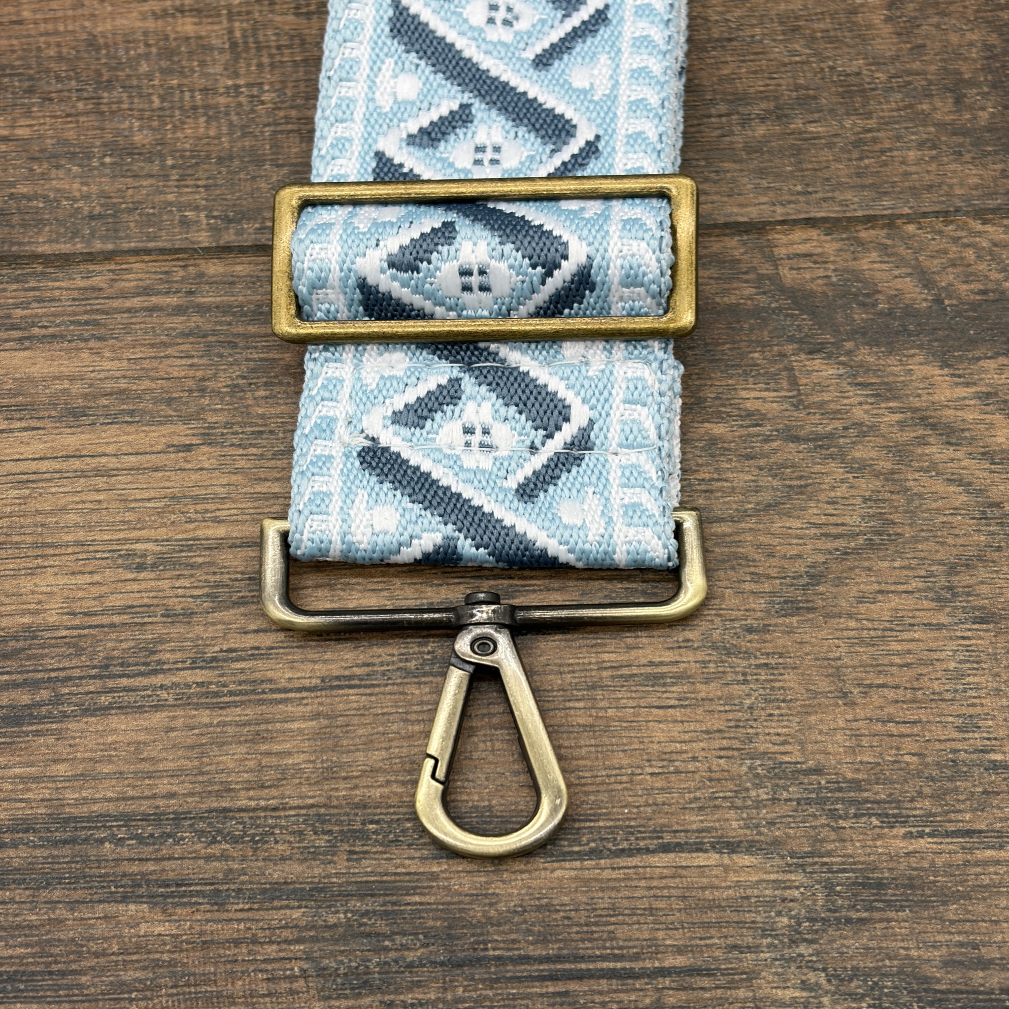 Adjustable Strap | Blue Spiral | Antique Brass